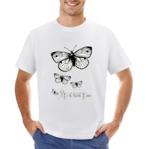 Fly Away Butterflies Cute Graphic Tee Shirt Asian Size Men T-Shirt