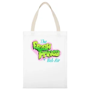 Fresh Prince Of Bel Air Fun Cool Vintage Style Retro Tv Show Graphic D White Canvas Tote Shopping Bag