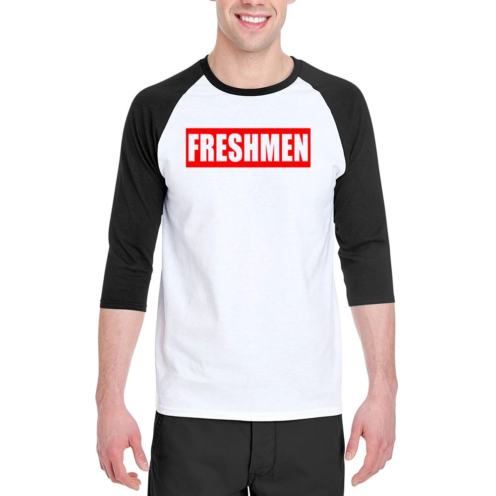 Freshmen Fun Popular School Graphic Tee Shirt Men 3/4 Sleeve T-Shirt