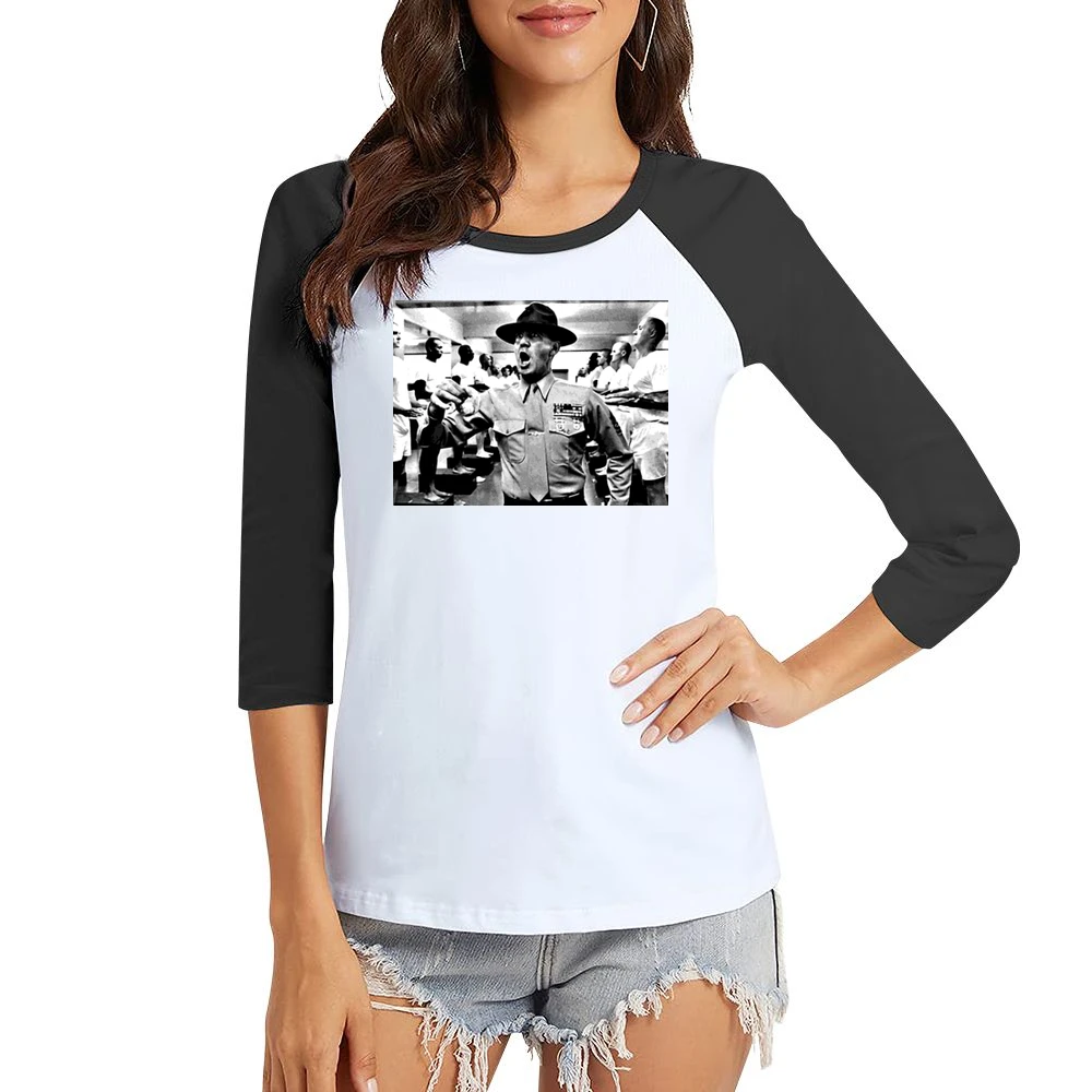 Full Metal Jacket Movie Sgt Hartman Women Ladies 3-4 Sleeve T-Shirt
