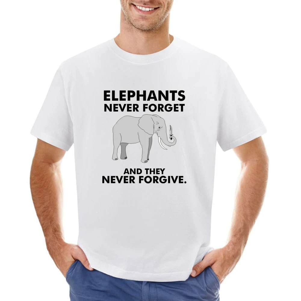 Funny elephan with knife - they never forget and they never forgive T Asian Size Men T-Shirt