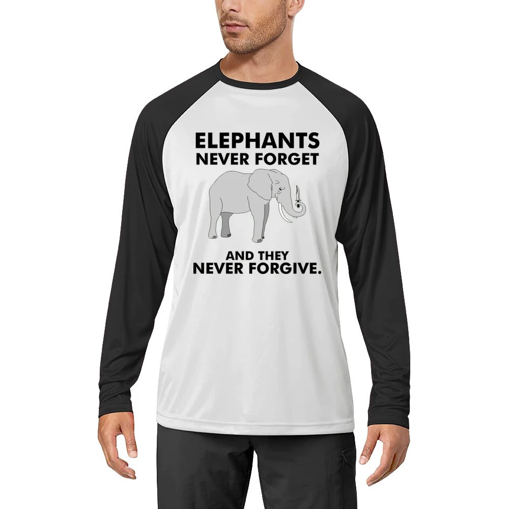 Funny elephan with knife - they never forget and they never forgive T Men Long Sleeve T-Shirt