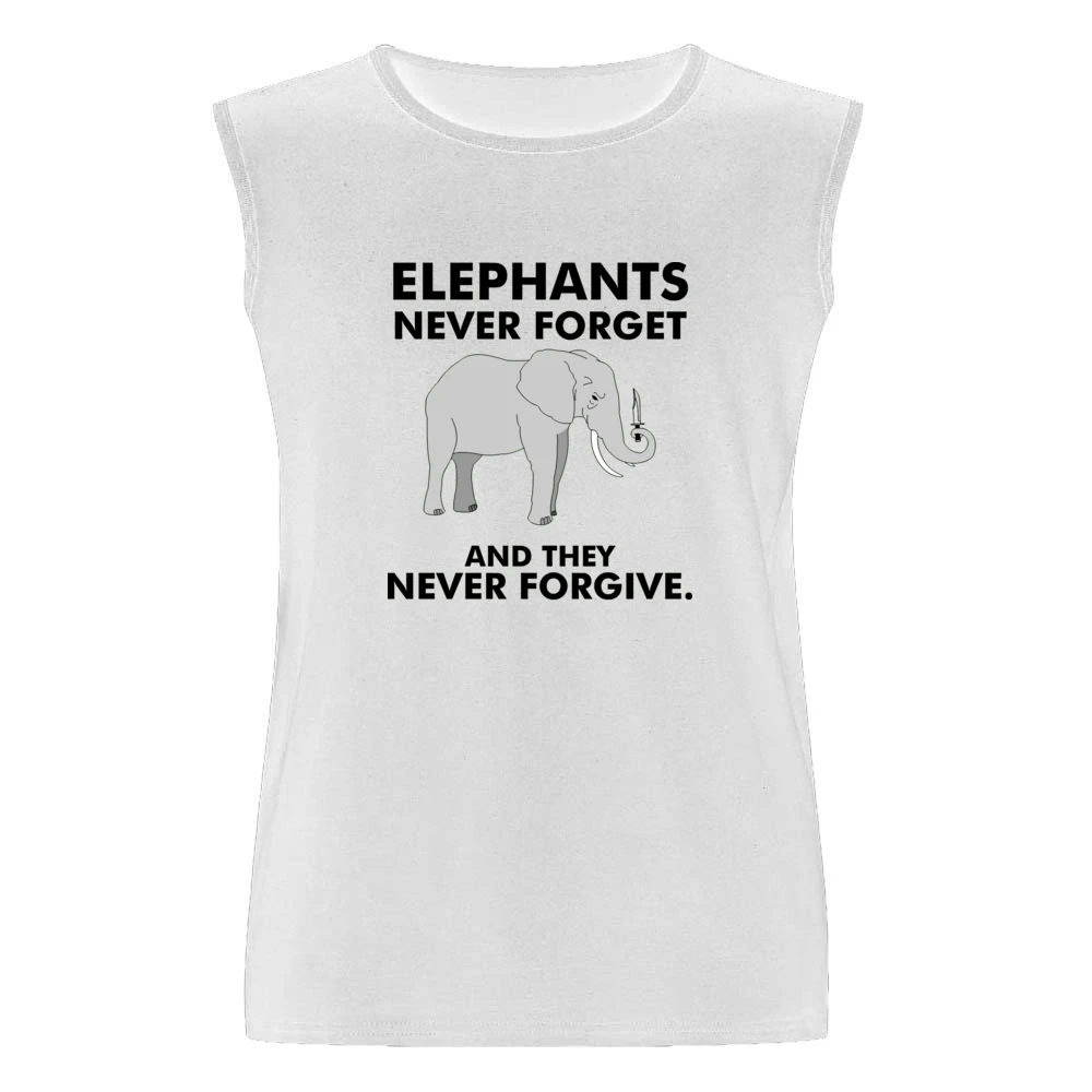 Funny elephan with knife - they never forget and they never forgive T Men Sleeveless T-Shirt