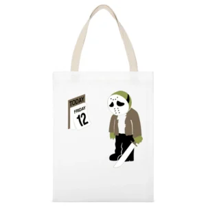 Funny parody Friday the 13th Jason Fiday 12th calendar White Canvas Tote Shopping Bag