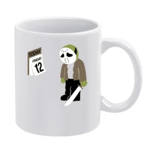 Funny parody Friday the 13th Jason Fiday 12th calendar White Mug