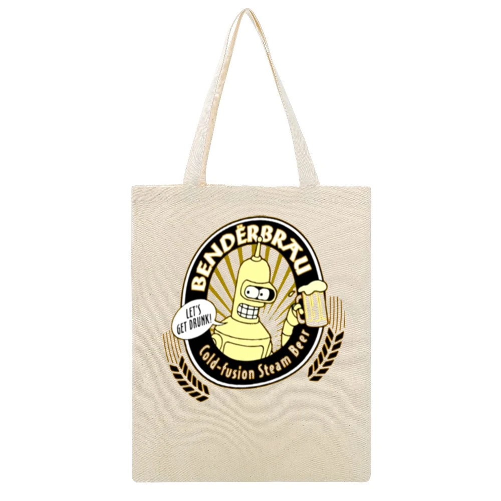 Futurama Benderbrau drink Beige Canvas Tote Shopping Bag