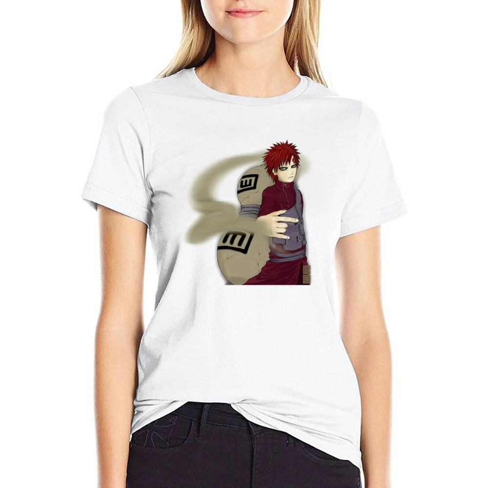 Gaara of the Sand Waterfall from Naruto Shippuden Anime Manga US Size Women Ladies T-shirt