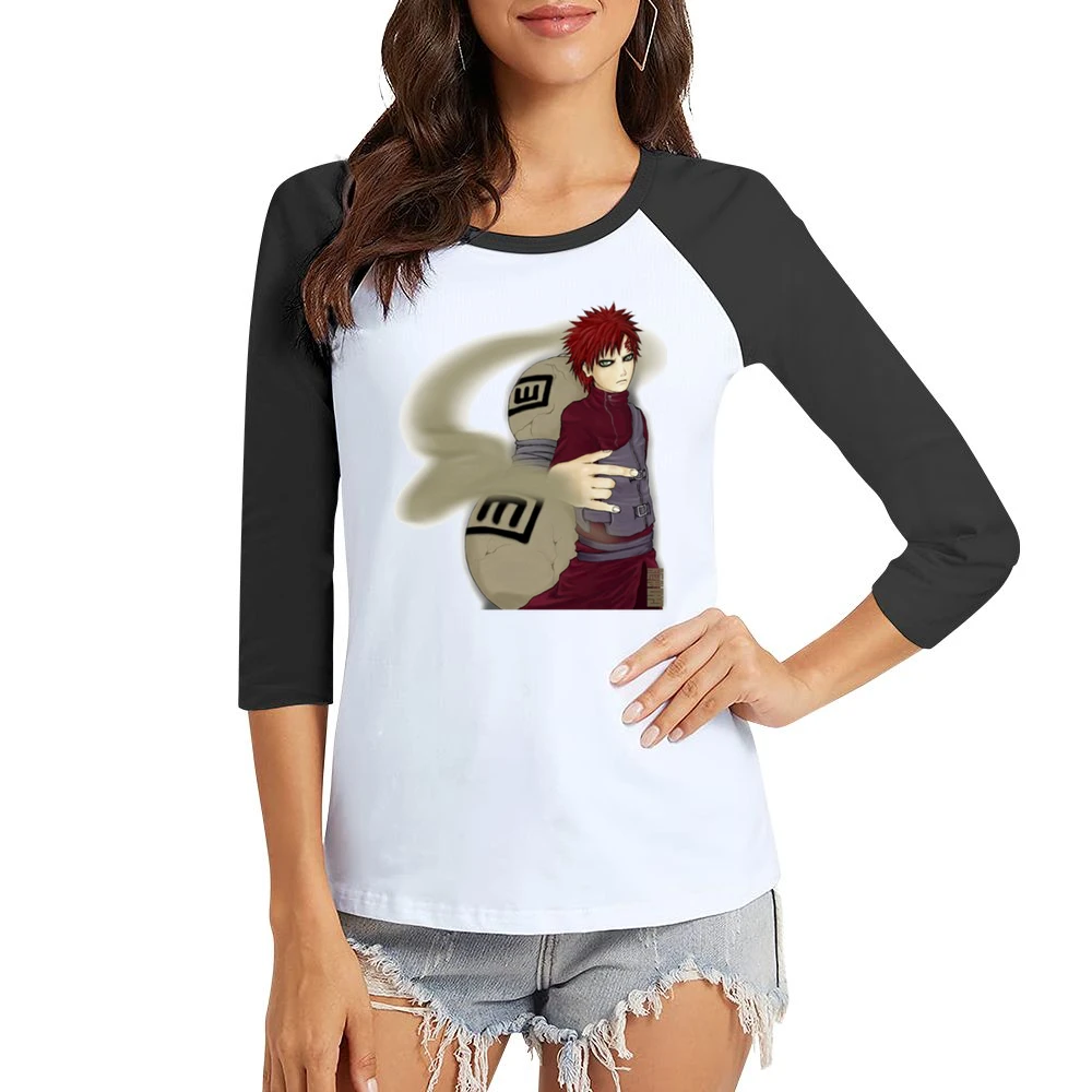 Gaara of the Sand Waterfall from Naruto Shippuden Anime Manga Women Ladies 3-4 Sleeve T-Shirt