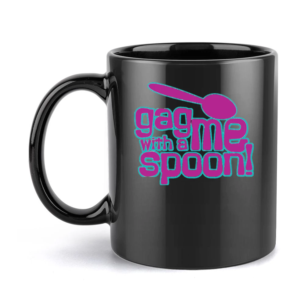 Gag Me With a Spoon Funny Retro 80s Joke Black Mug