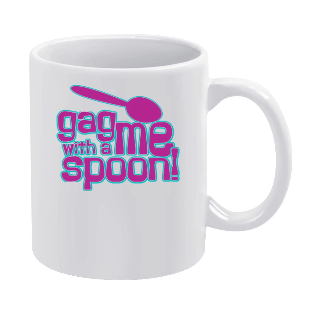 Gag Me With a Spoon Funny Retro 80s Joke White Mug