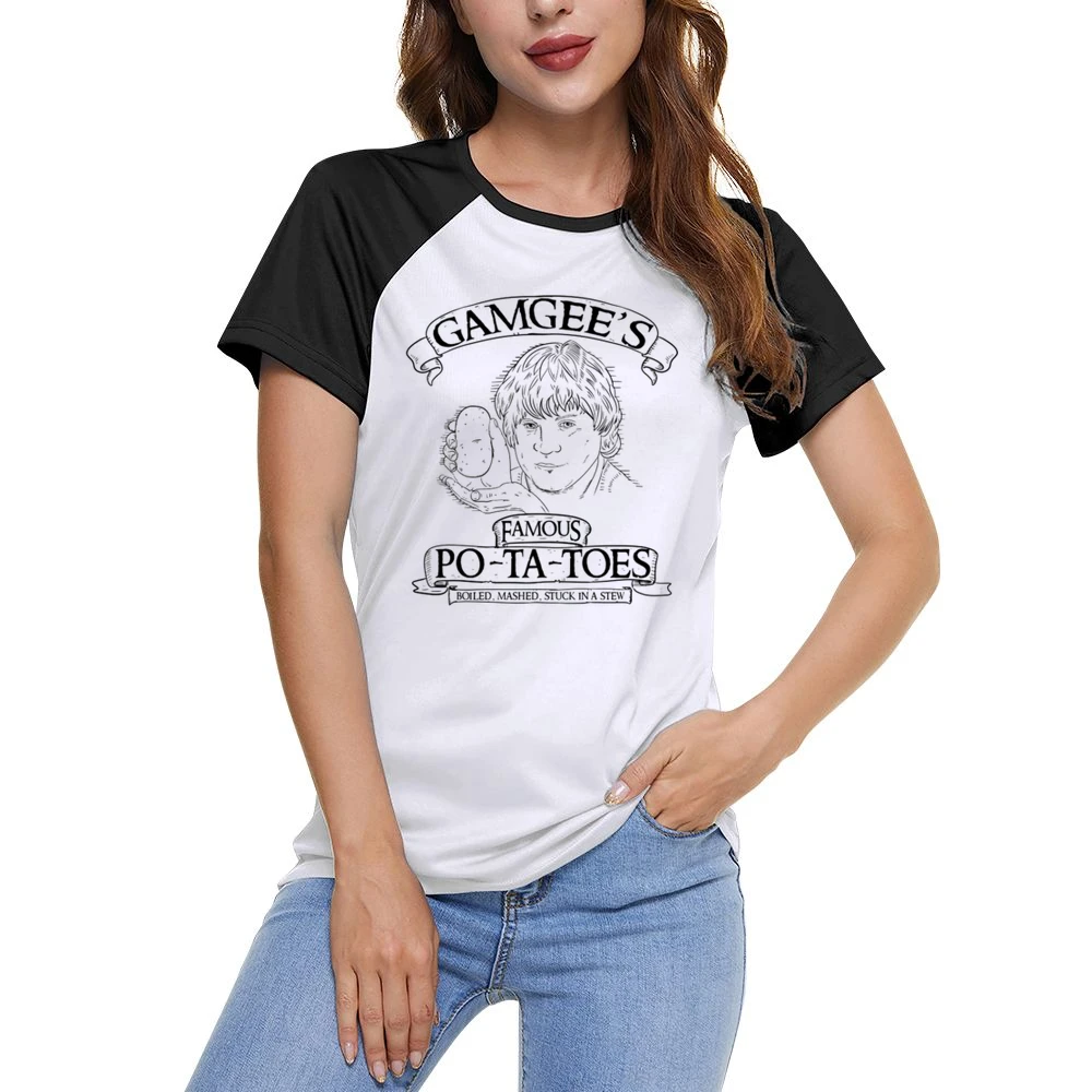 Gamgee's Famous Potatoes Funny Lord Of The Rings Parody Fan Women Ladies Short Sleeve T-Shirt