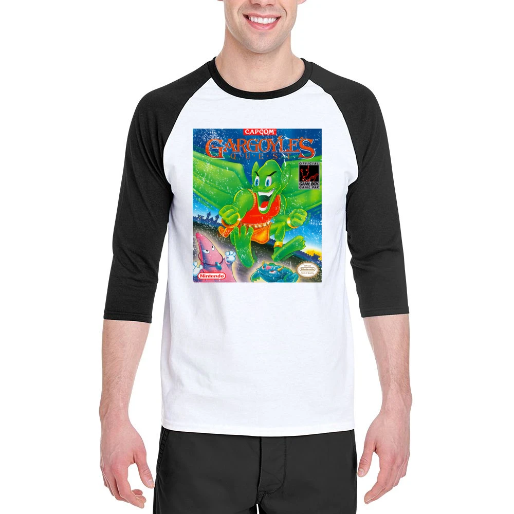 Gargoyles Quest Game Boy Nintendo Old School Retro Video Game Fan Dist Men 3/4 Sleeve T-Shirt