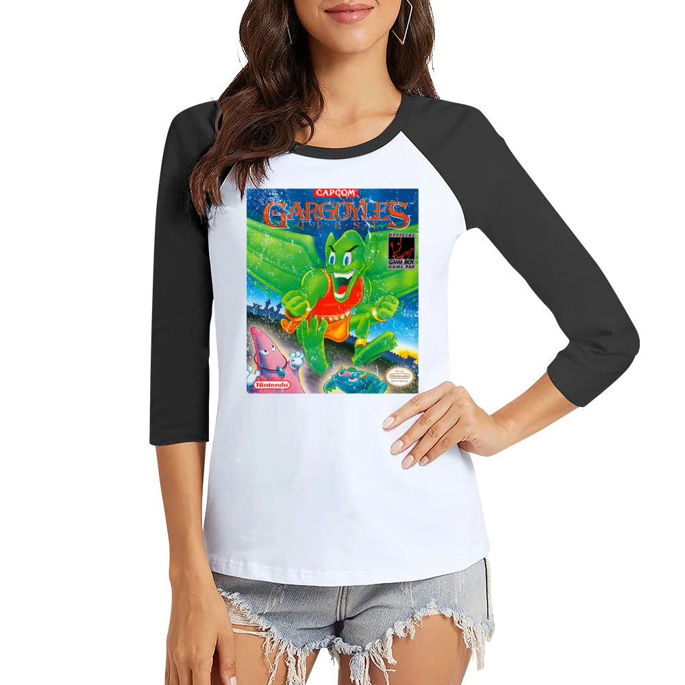 Gargoyles Quest Game Boy Nintendo Old School Retro Video Game Fan Dist Women Ladies 3-4 Sleeve T-Shirt