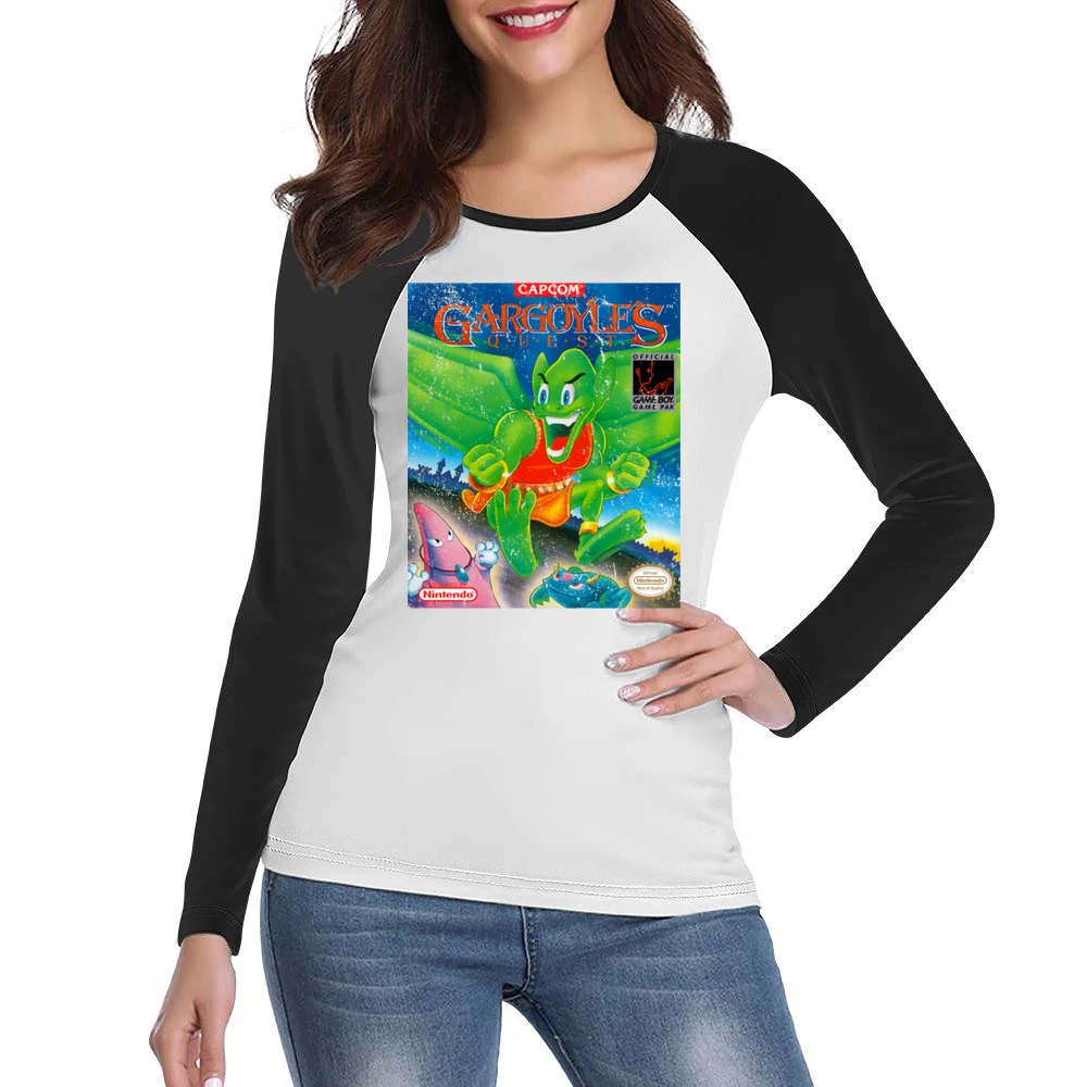 Gargoyles Quest Game Boy Nintendo Old School Retro Video Game Fan Dist Women Ladies Long Sleeve T-Shirt