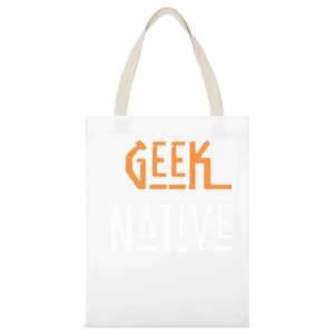 Geek Native funny cool White Canvas Tote Shopping Bag
