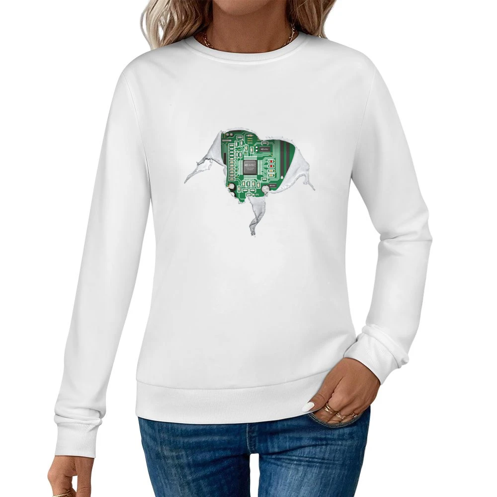 Geek heart Motherboard computer componets funy Women Pullover Sweatshirt