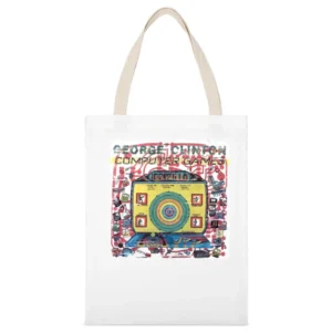 George Clinton Computer Games Album Cover Distressed Image White Canvas Tote Shopping Bag
