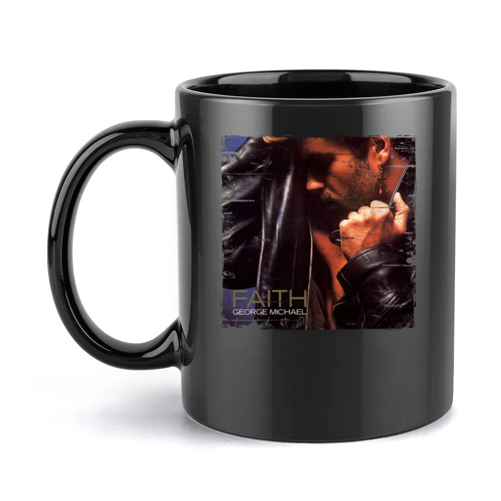 George Michael Faith Album Cover Distressed Image Black Mug