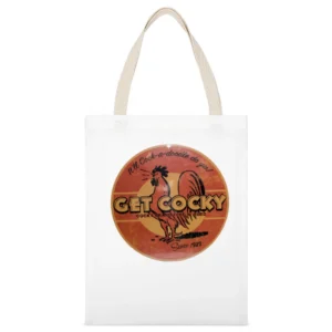 Get Cocky Funny Vintage Distressed Cocky Brand Feed N Seed Graphic T S White Canvas Tote Shopping Bag