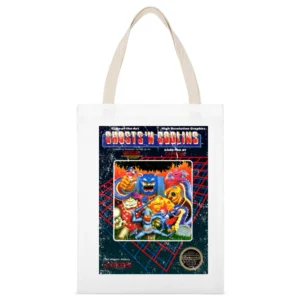 Ghosts 'n Goblins Nes Retro Video Game Distressed White Canvas Tote Shopping Bag