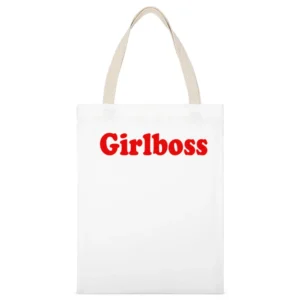 Girlboss Fun Popular Women Celebrity Graphic Instagram Blogger White Canvas Tote Shopping Bag