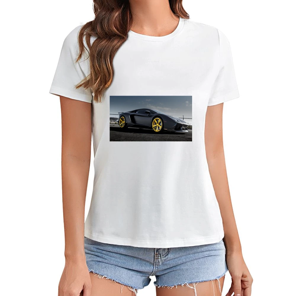 Gold Rims Lamborghini tshirt Asian Size Women Ladies T-shirt