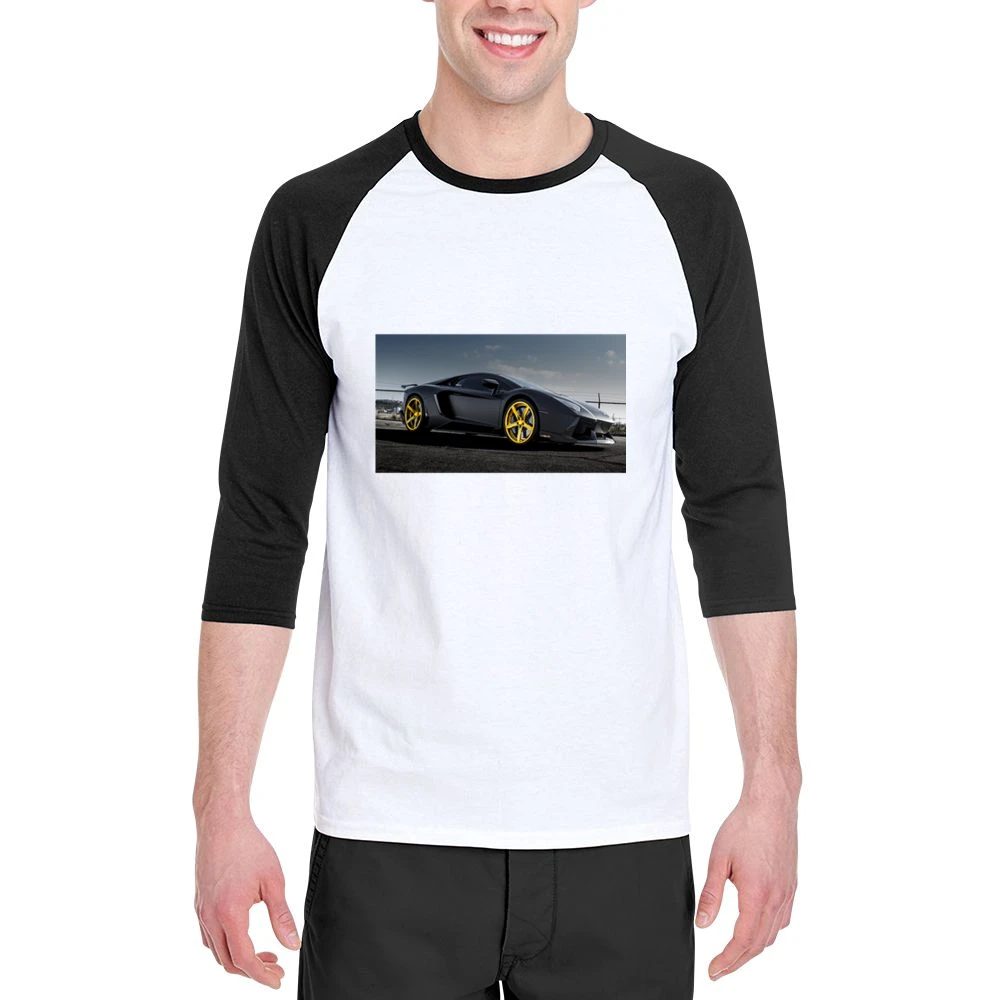 Gold Rims Lamborghini tshirt Men 3/4 Sleeve T-Shirt