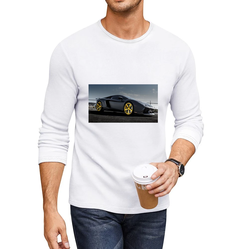 Gold Rims Lamborghini tshirt Men CrewNeck Long Sleeve T-Shirt