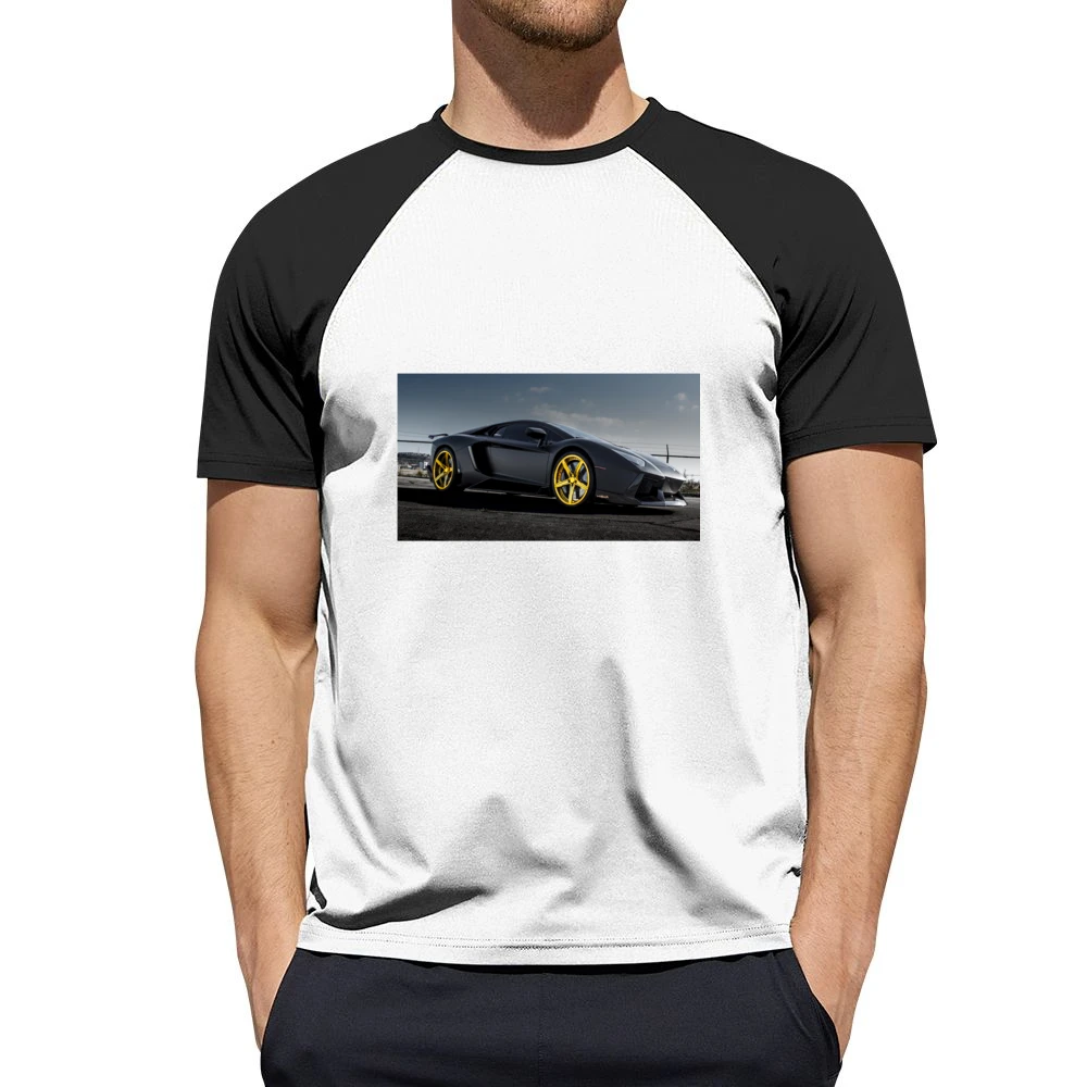 Gold Rims Lamborghini tshirt Men Short Sleeve T-Shirt