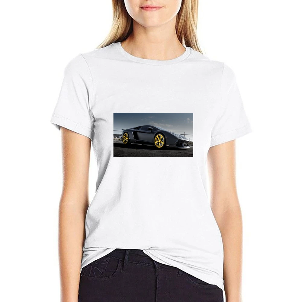 Gold Rims Lamborghini tshirt US Size Women Ladies T-shirt