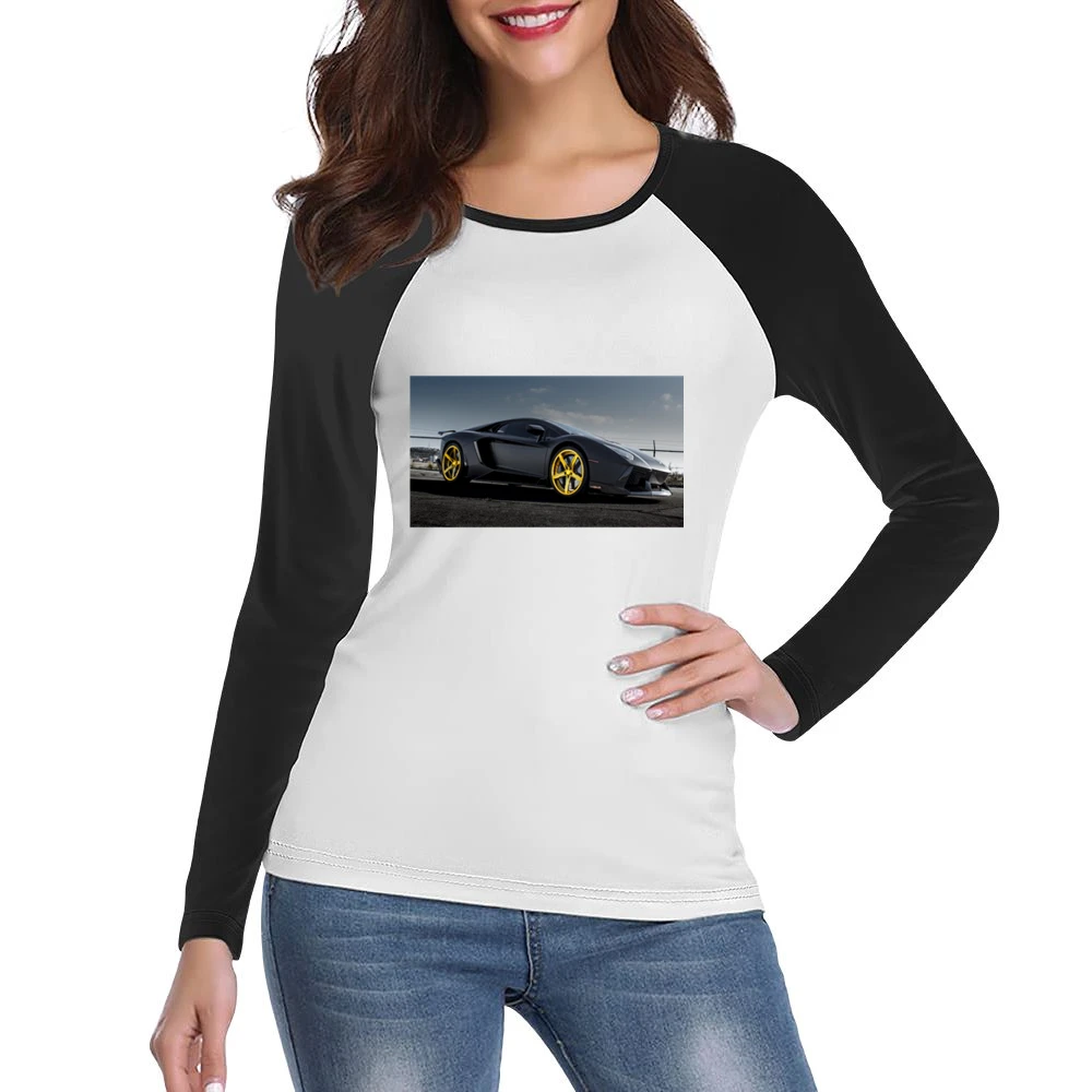 Gold Rims Lamborghini tshirt Women Ladies Long Sleeve T-Shirt