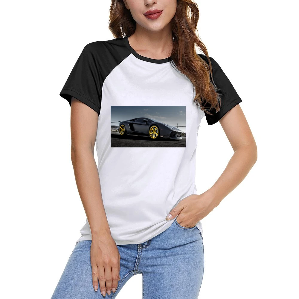 Gold Rims Lamborghini tshirt Women Ladies Short Sleeve T-Shirt