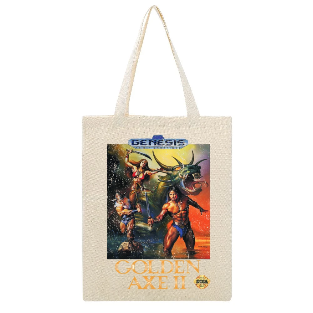 Golden Axe 2 Sega Genesis Old School Retro Video Game Fan Distressed T Beige Canvas Tote Shopping Bag