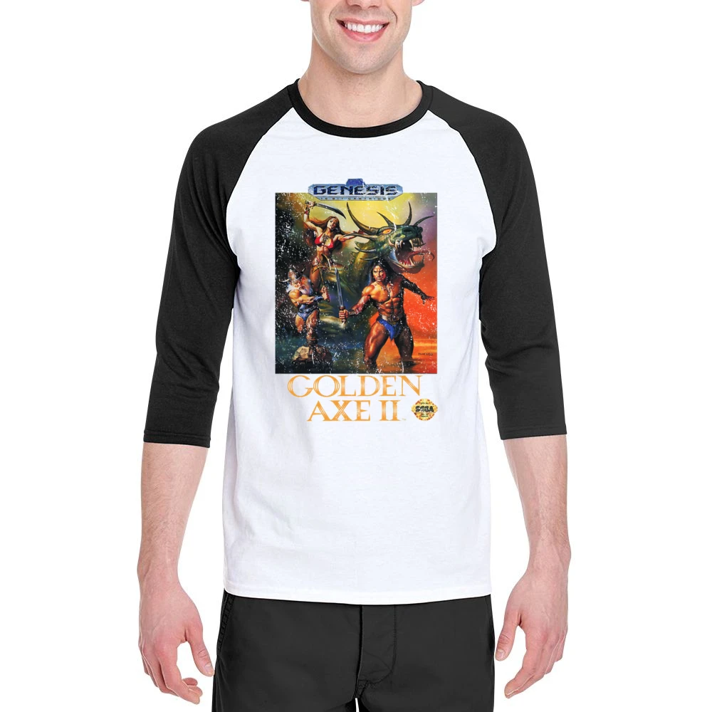 Golden Axe 2 Sega Genesis Old School Retro Video Game Fan Distressed T Men 3/4 Sleeve T-Shirt