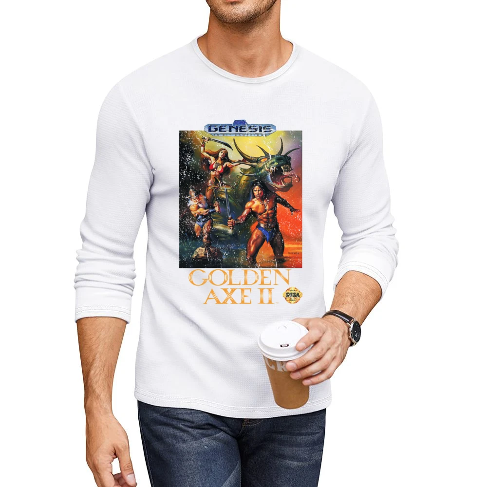 Golden Axe 2 Sega Genesis Old School Retro Video Game Fan Distressed T Men CrewNeck Long Sleeve T-Shirt