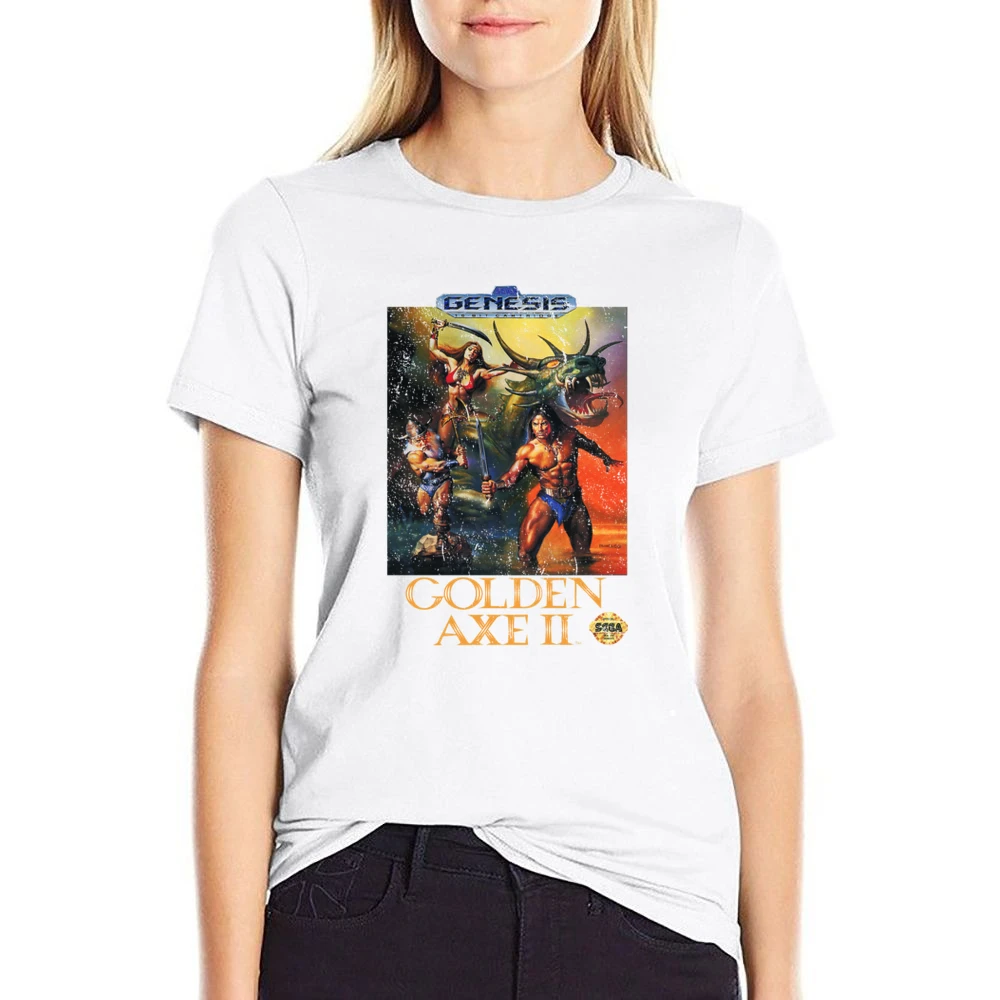 Golden Axe 2 Sega Genesis Old School Retro Video Game Fan Distressed T US Size Women Ladies T-shirt