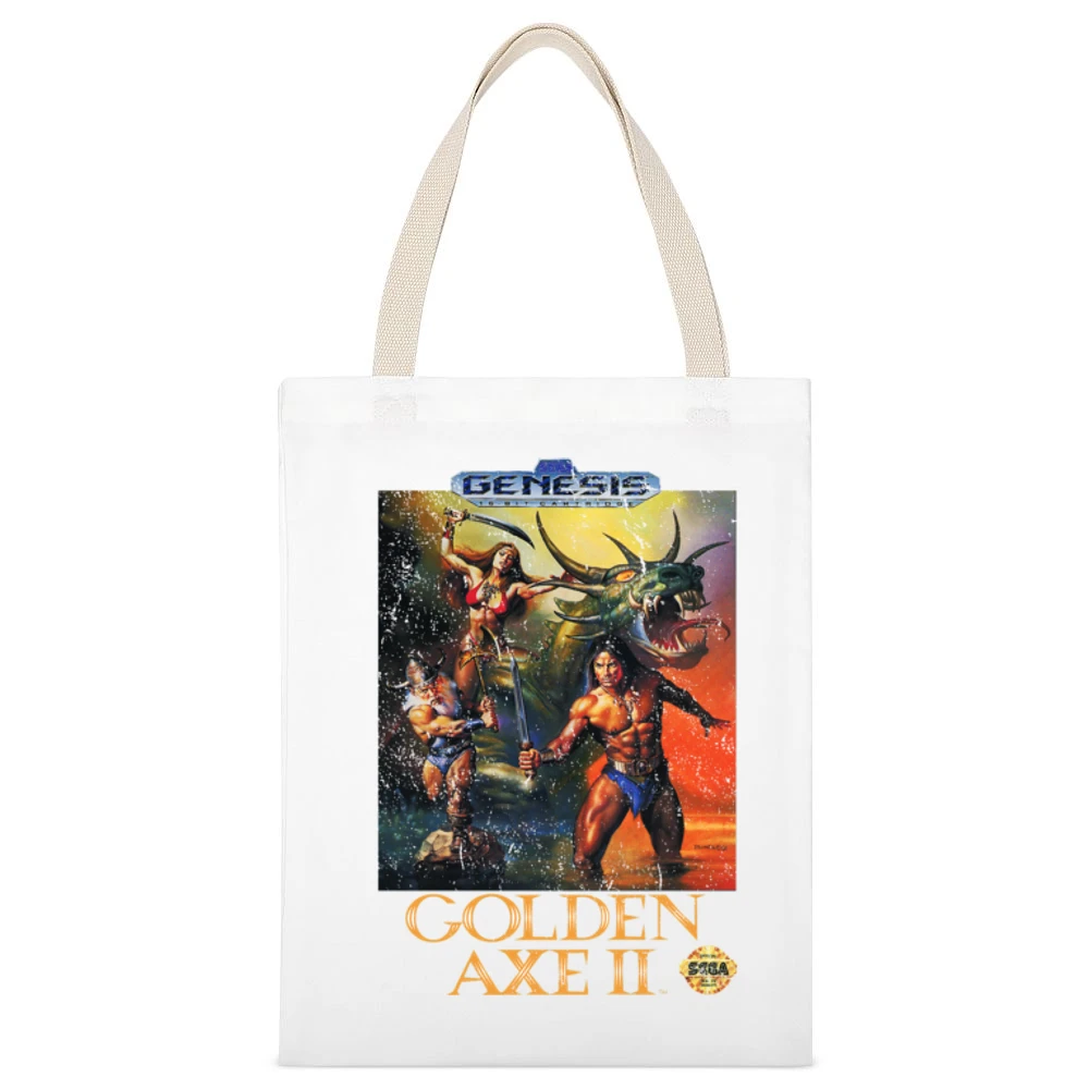 Golden Axe 2 Sega Genesis Old School Retro Video Game Fan Distressed T White Canvas Tote Shopping Bag