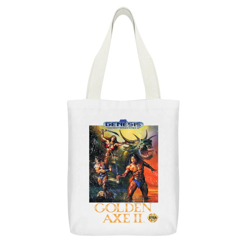 Golden Axe 2 Sega Genesis Old School Retro Video Game Fan Distressed T White Canvas Tote Shopping Bag With Interior Pocket