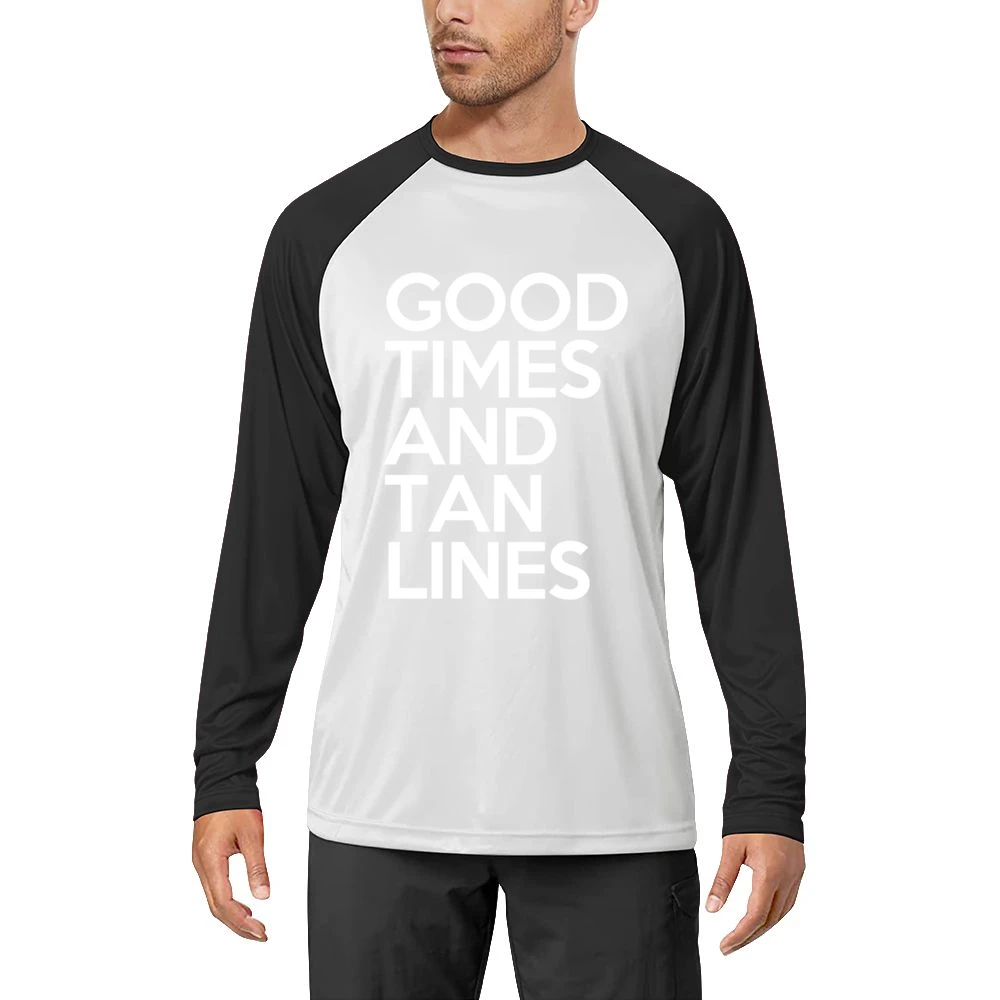 Good Times And Tan Lines Fun Summer Beach Graphic Men Long Sleeve T-Shirt