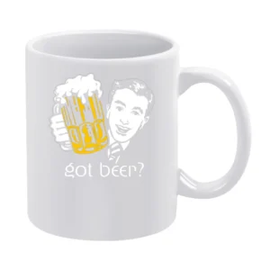 Got beer ? funny alcoholic drink retro man White Mug