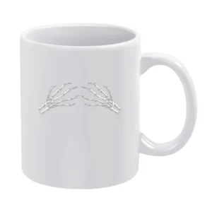 Grabbed by Skeletal skeleton hands fingers White Mug