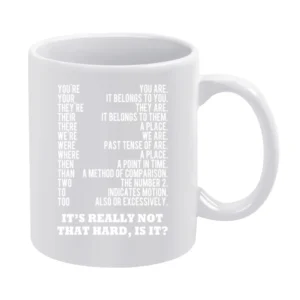 Grammer Is Not That Hard Is It Funny Dark Tee Shirt White Mug