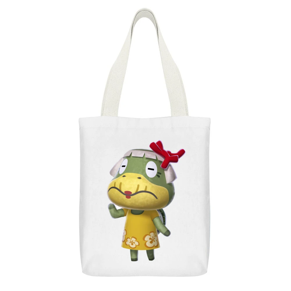 Grams From Animal Crossing Nintendo Character Video Game White Canvas Tote Shopping Bag With Interior Pocket
