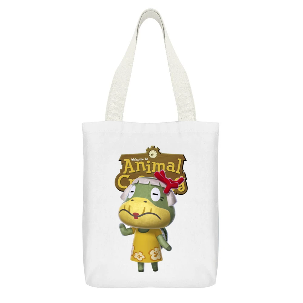 Grams From Animal Crossing Nintendo Video Game Fan White Canvas Tote Shopping Bag With Interior Pocket
