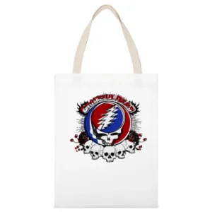 Grateful death skull White Canvas Tote Shopping Bag
