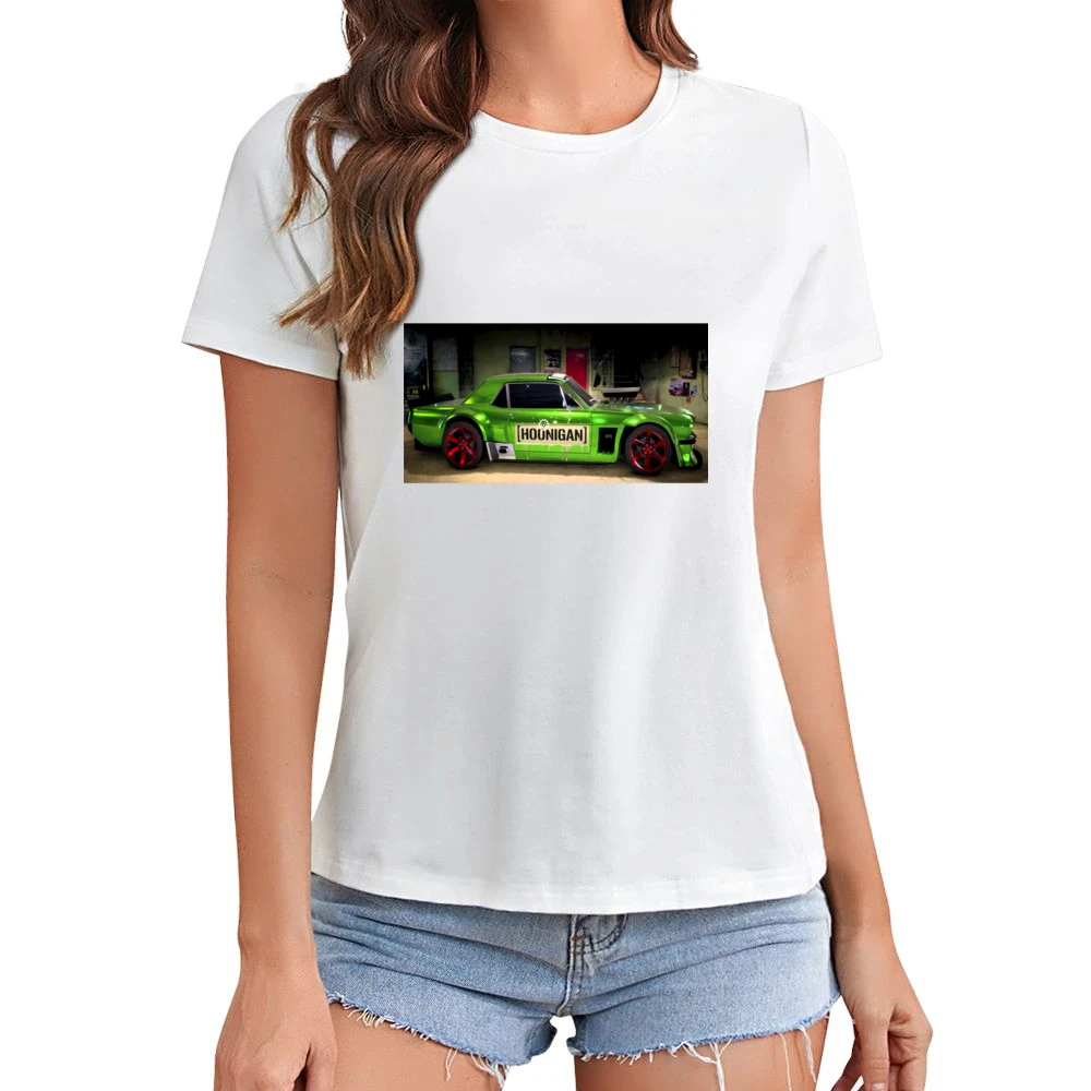 Green Mustang Tshirt Asian Size Women Ladies T-shirt
