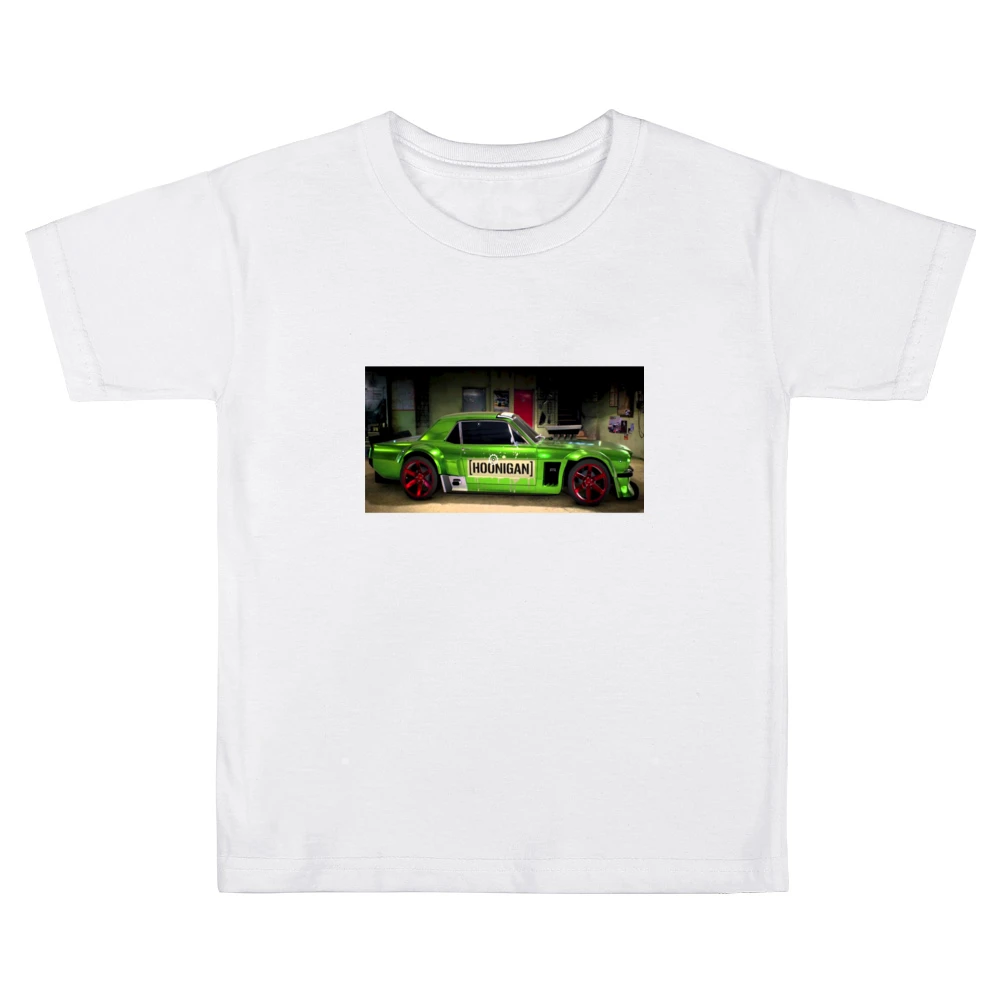 Green Mustang Tshirt Kids Boys Girls T-Shirt