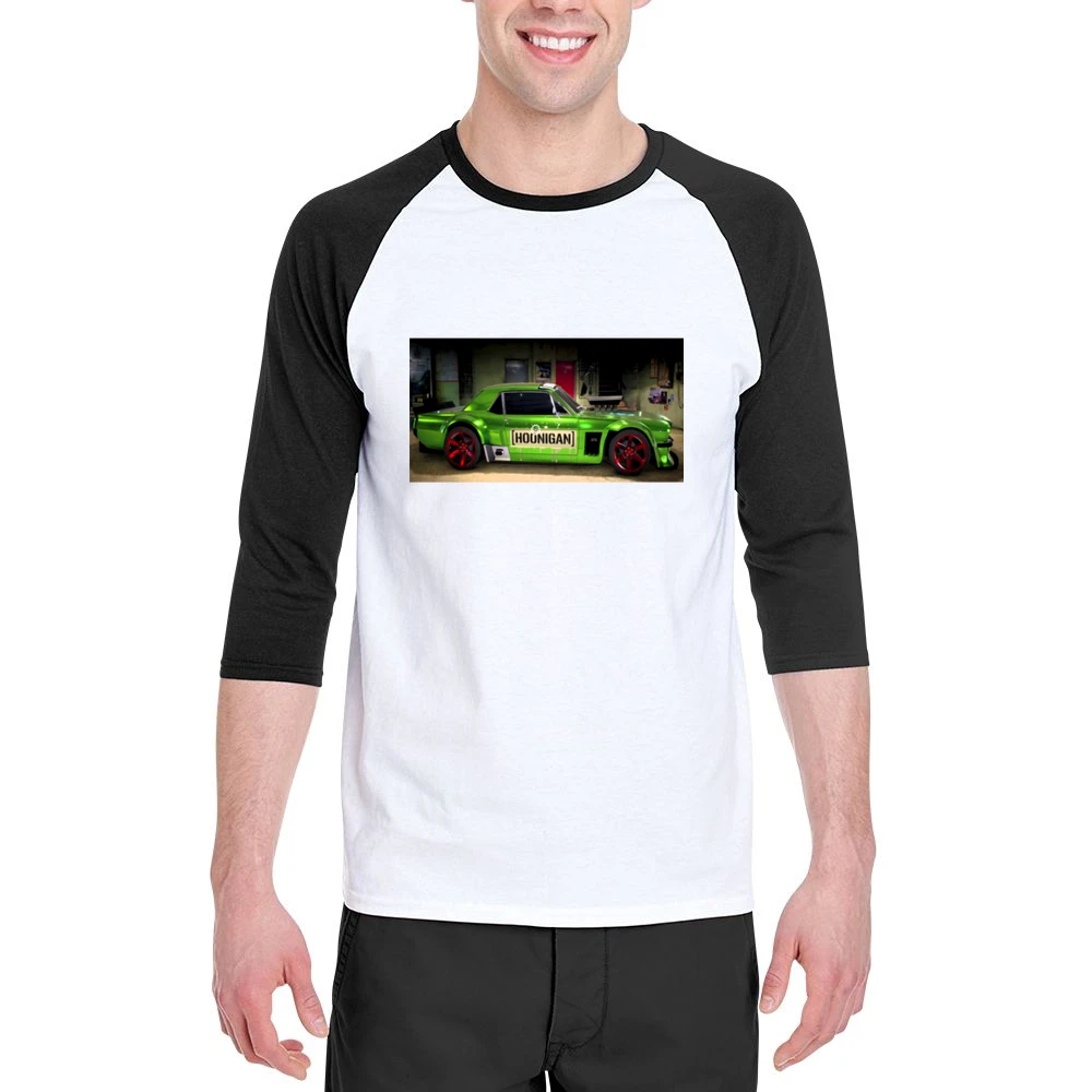 Green Mustang Tshirt Men 3/4 Sleeve T-Shirt
