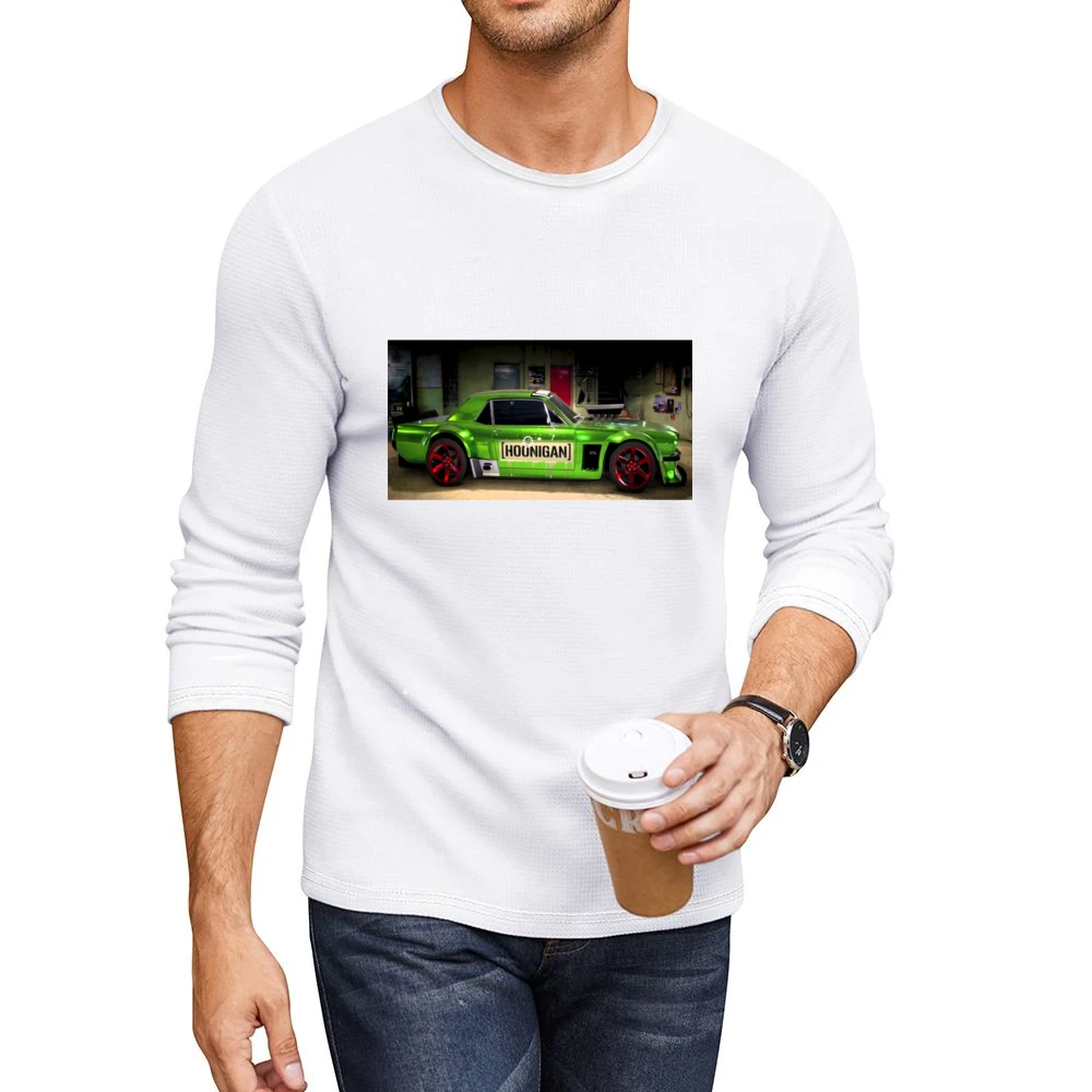 Green Mustang Tshirt Men CrewNeck Long Sleeve T-Shirt