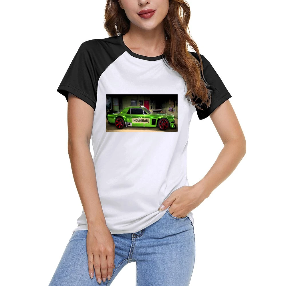 Green Mustang Tshirt Women Ladies Short Sleeve T-Shirt
